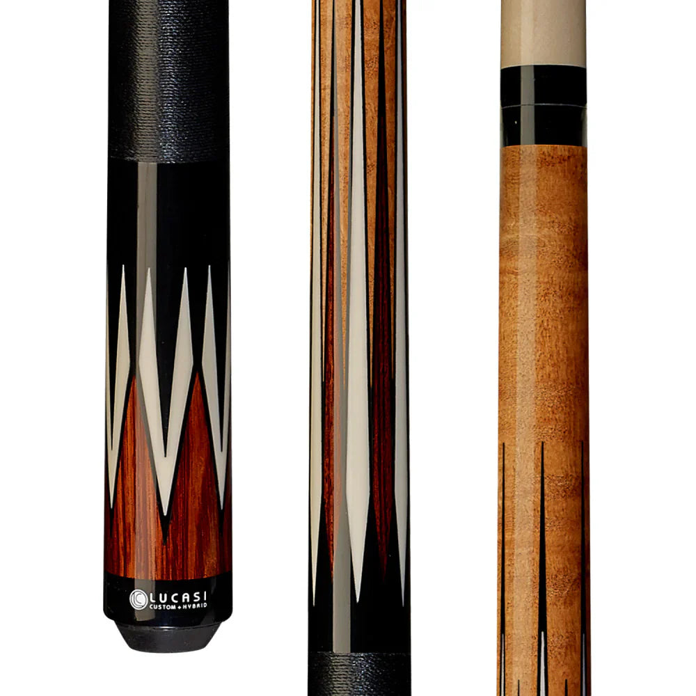 Lucasi Custom Antique Birdseye & Cocobolo/Black Cue With Black Linen Wrap - Image 2