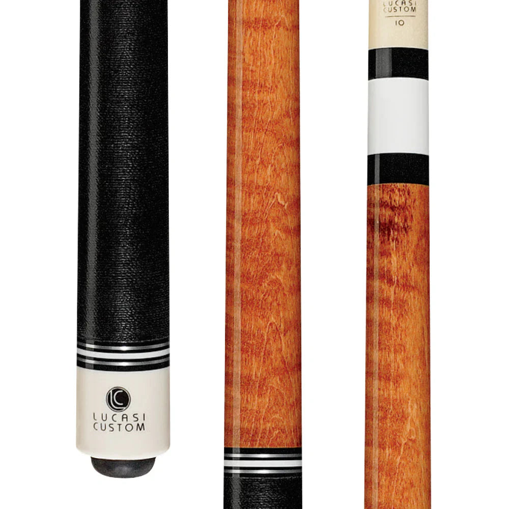 Lucasi Custom Antique Stained Curly Maple Cue With Black Linen Wrap - Image 2
