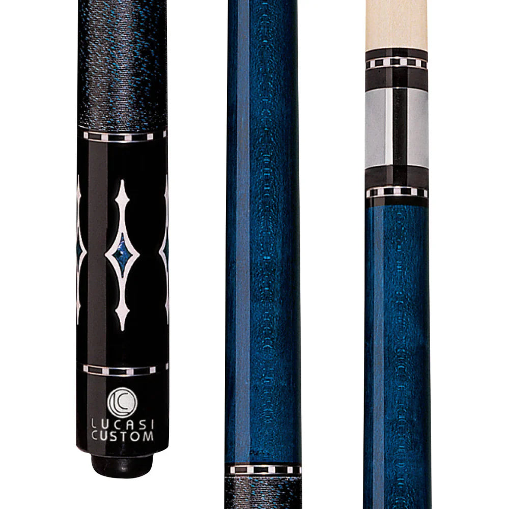 Lucasi Custom Luminous Blue Birdseye Maple With Black/Blue Linen Wrap - Image 2
