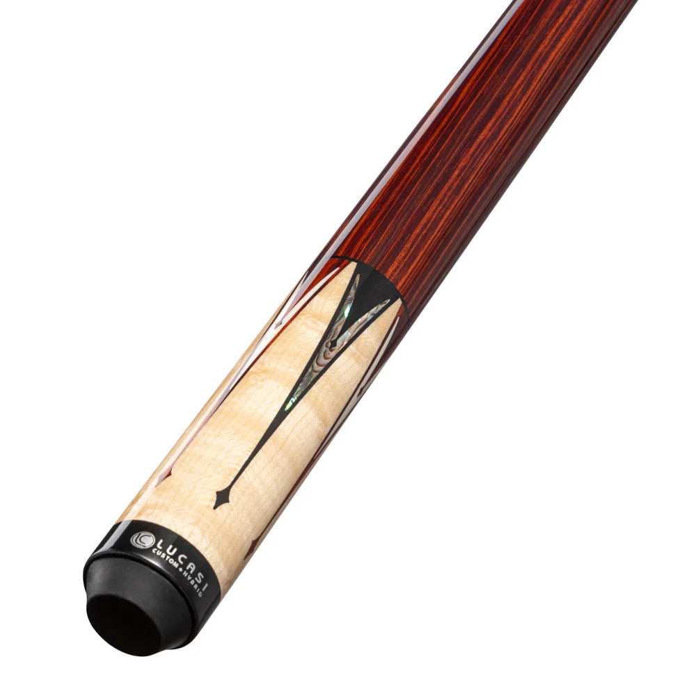 Lucasi Custom Natural Birdseye Maple & Black/White Mother of Pearl Inlays Wrapless Cue