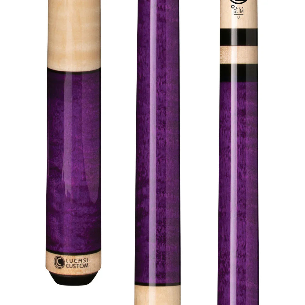 Lucasi Custom Purple Stained & Natural Birdseye Wrapless Cue - Image 2
