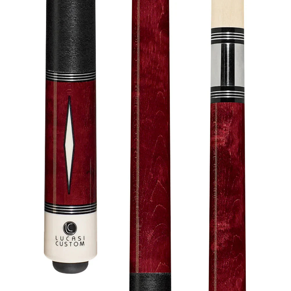 Lucasi Custom Venetian Red Diamond Series Cue With Black Linen Wrap - Image 2