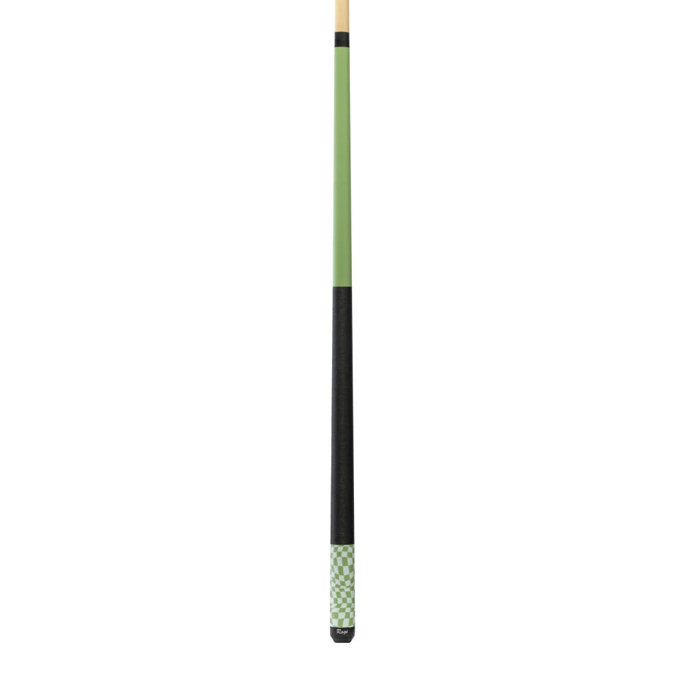 Rage Lime Green Checker Flag Cue with Black Linen Wrap