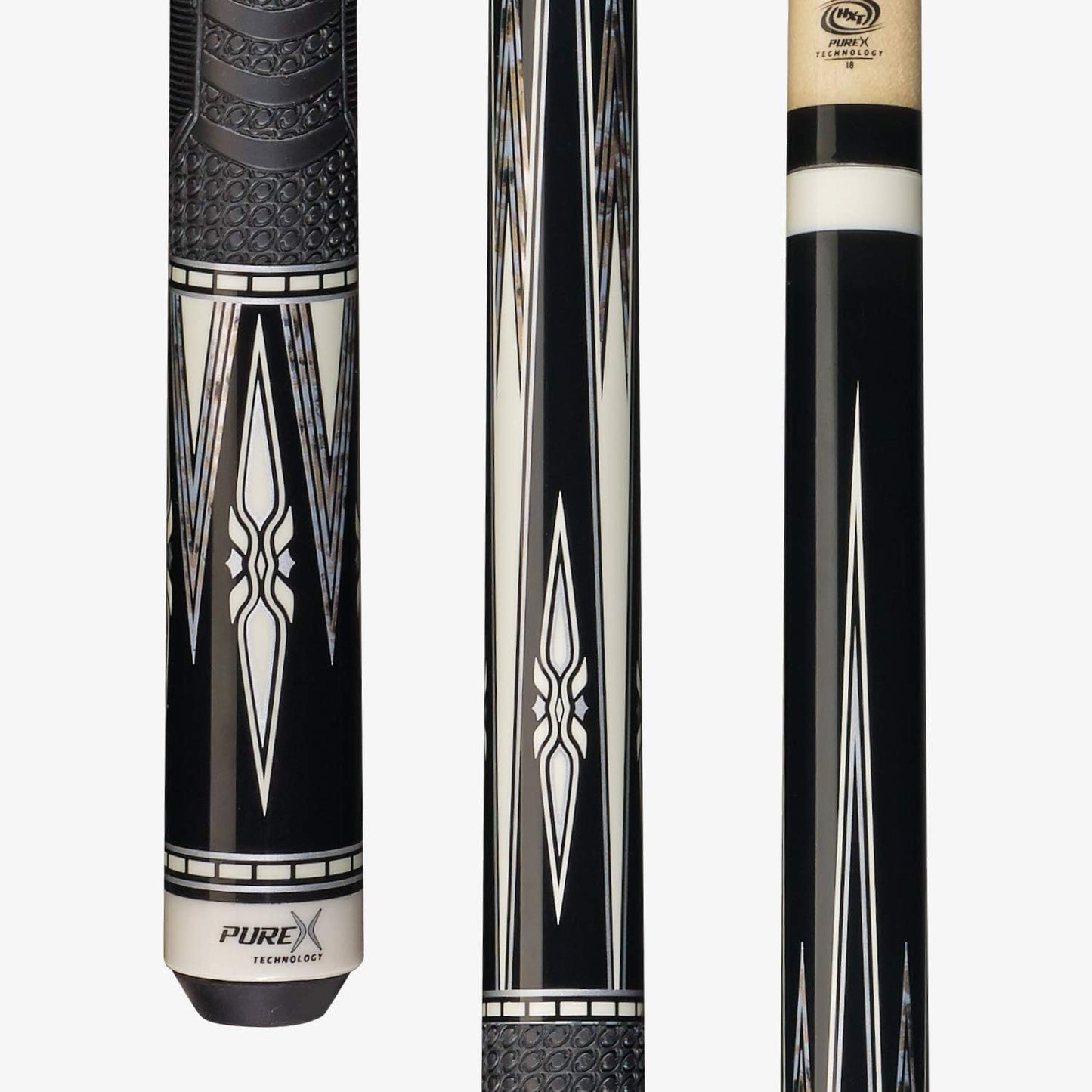 Pure X Midnight Black with Modern White Sunburst Double Outline Diamonds
