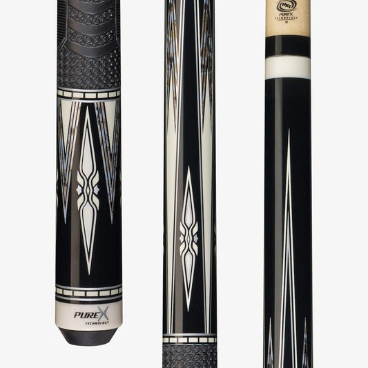 Pure X Midnight Black with Modern White Sunburst Double Outline Diamonds
