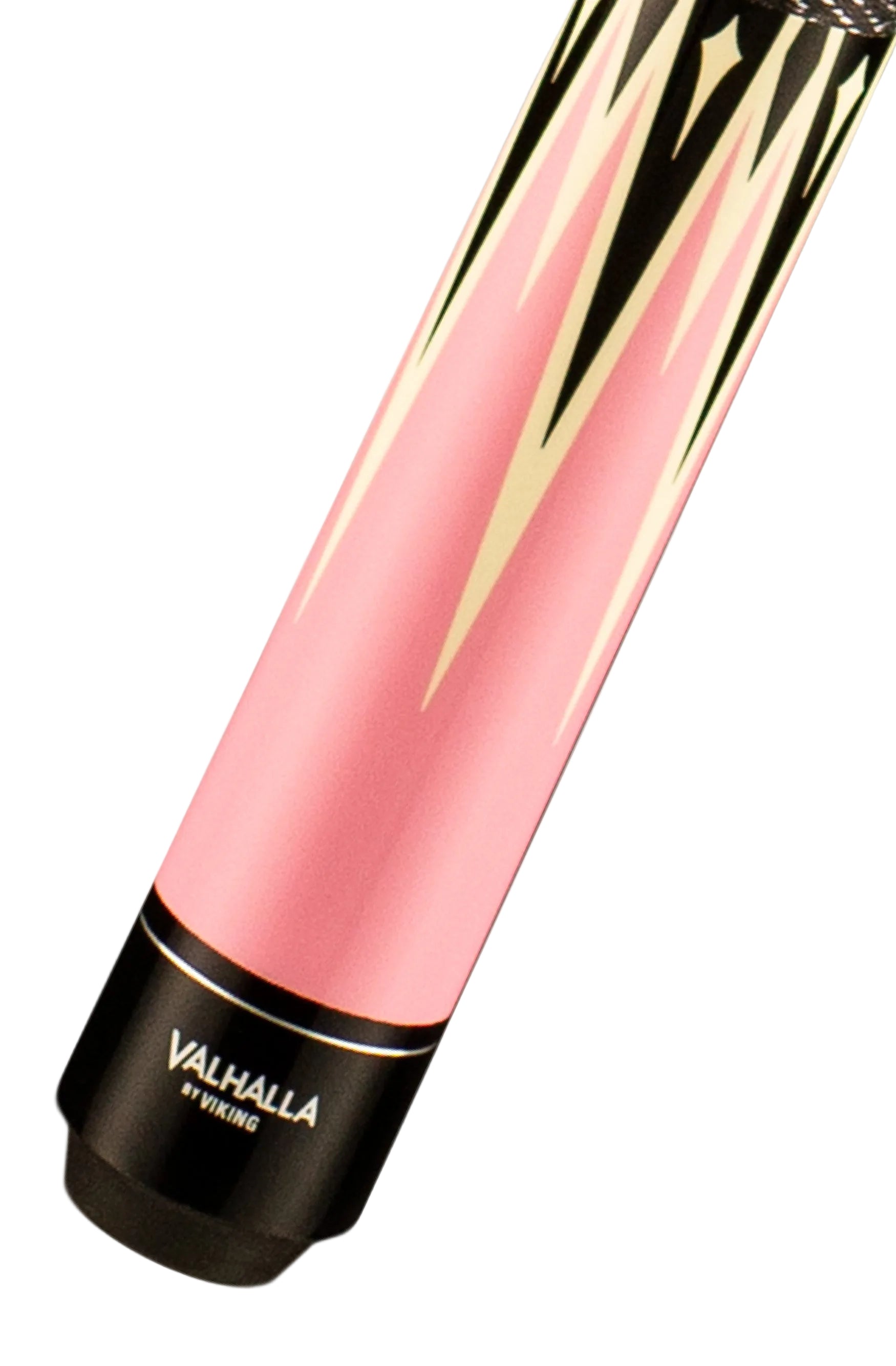 The cue butt of a Valhalla VA302 in light pink.