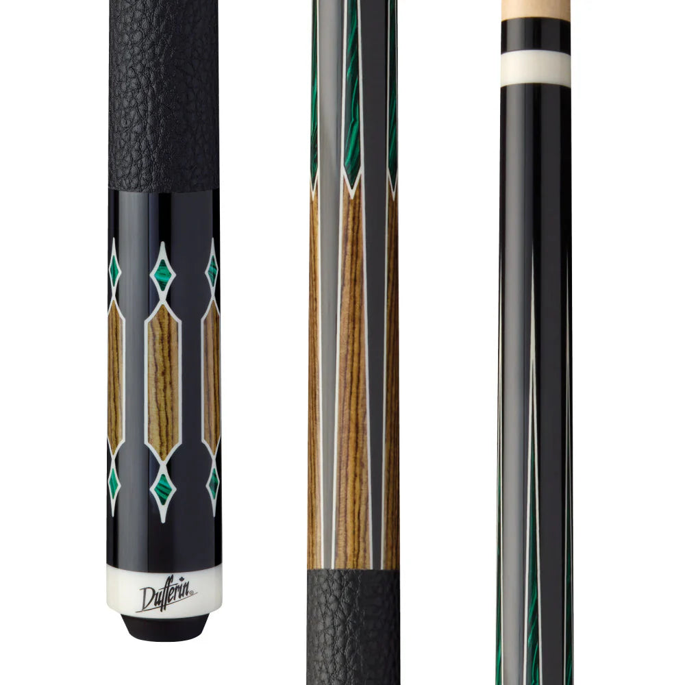 Dufferin Malachite Crown Cue with Embossed Leather Wrap