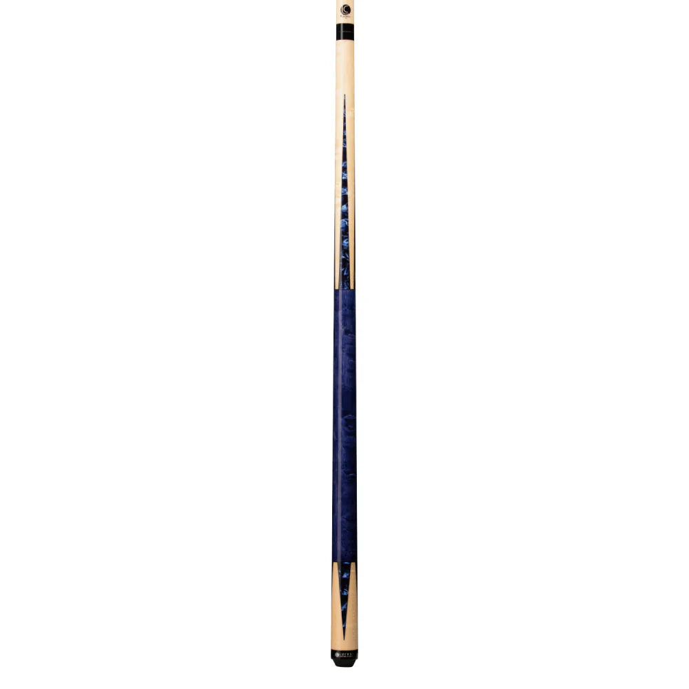 Lucasi Custom Deep Blue Stained & Natural Super Birdseye Wrapless Cue