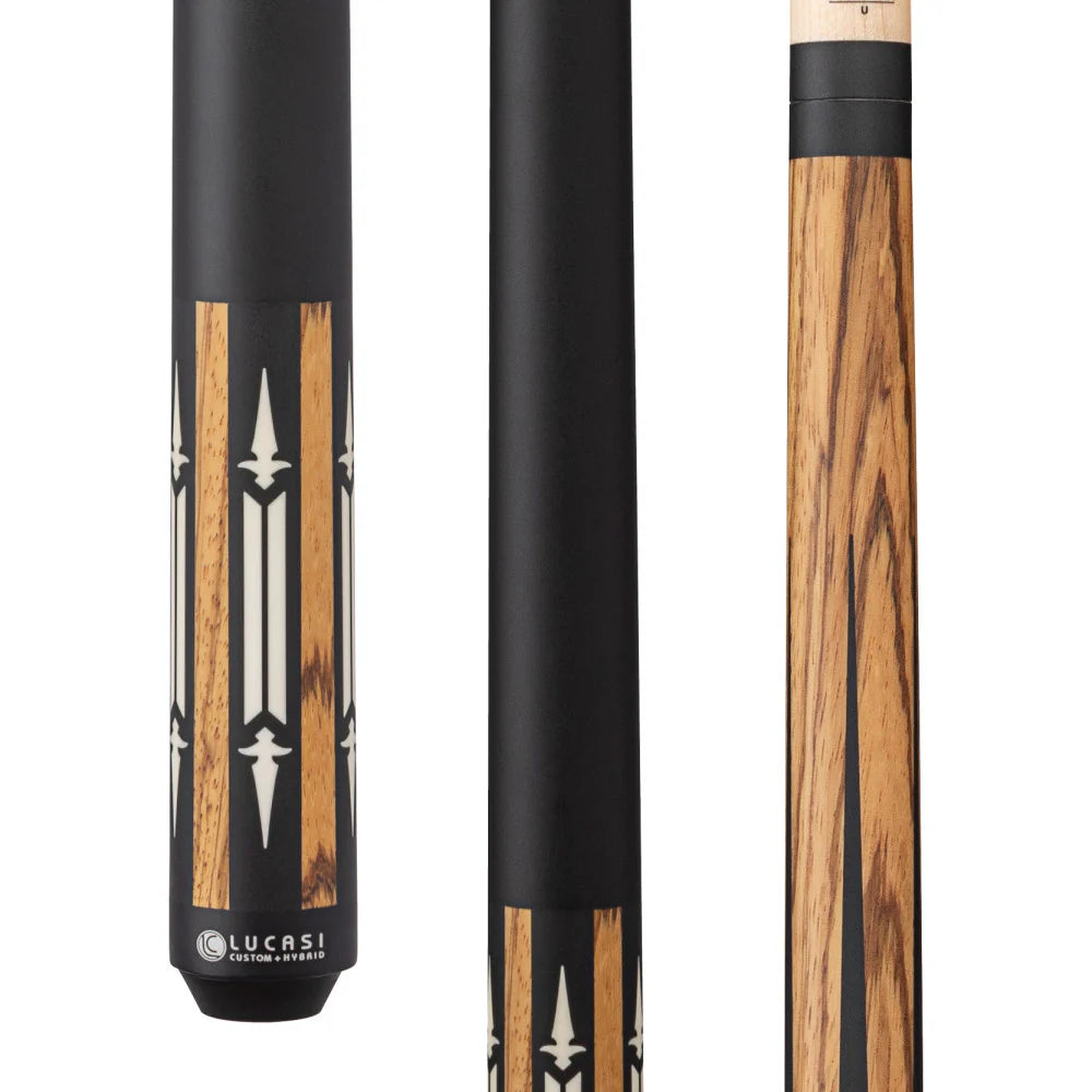 Lucasi Custom Matte Zebrawood & Black/White Inlays Wrapless Cue