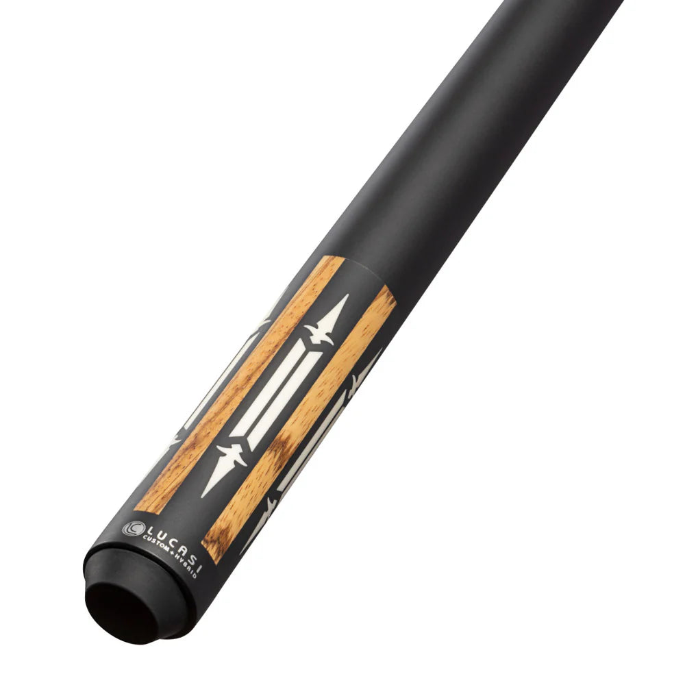 Lucasi Custom Matte Zebrawood & Black/White Inlays Wrapless Cue
