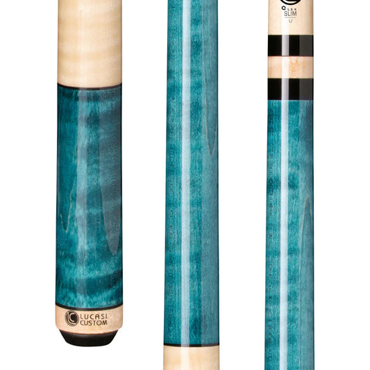 Lucasi Custom Teal Stained & Natural Birdseye Wrapless Cue