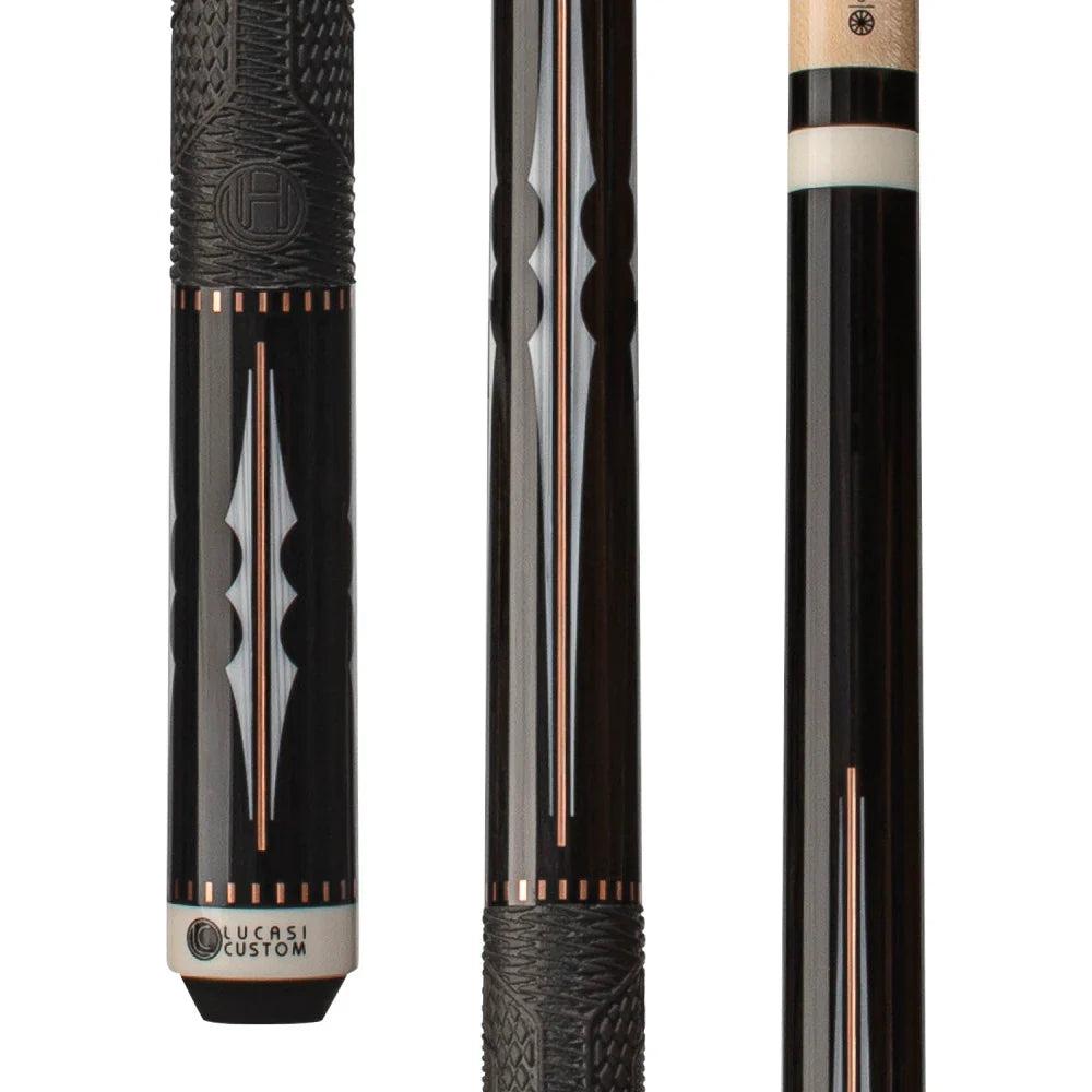 LUCASI HYBRID BLACK/IMITATION BONE & ROSE GOLD CUE WITH FUSION G5 GRIP