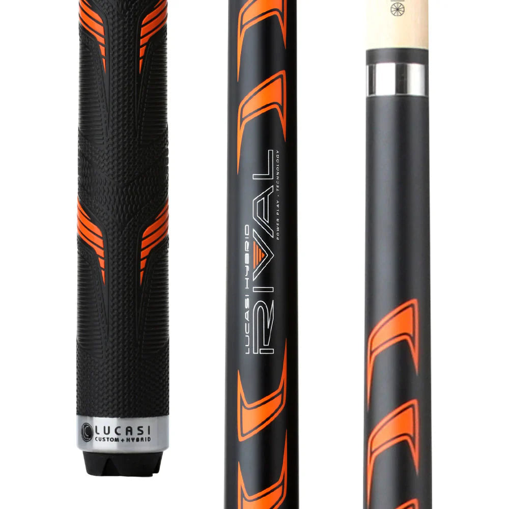 Black & Metallic Orange Matte Finish Cue