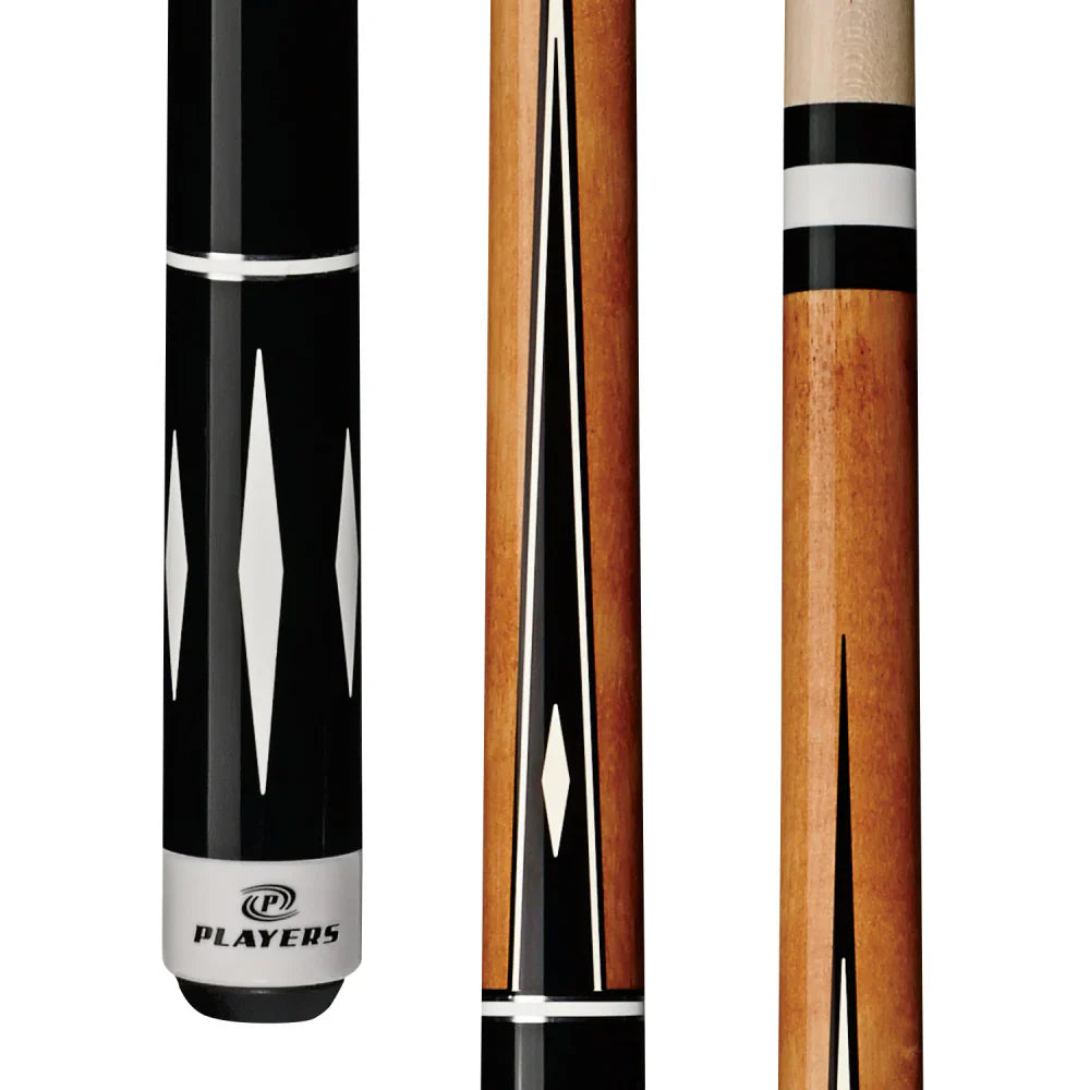 Players Black & White Diamond Wrapless Cue