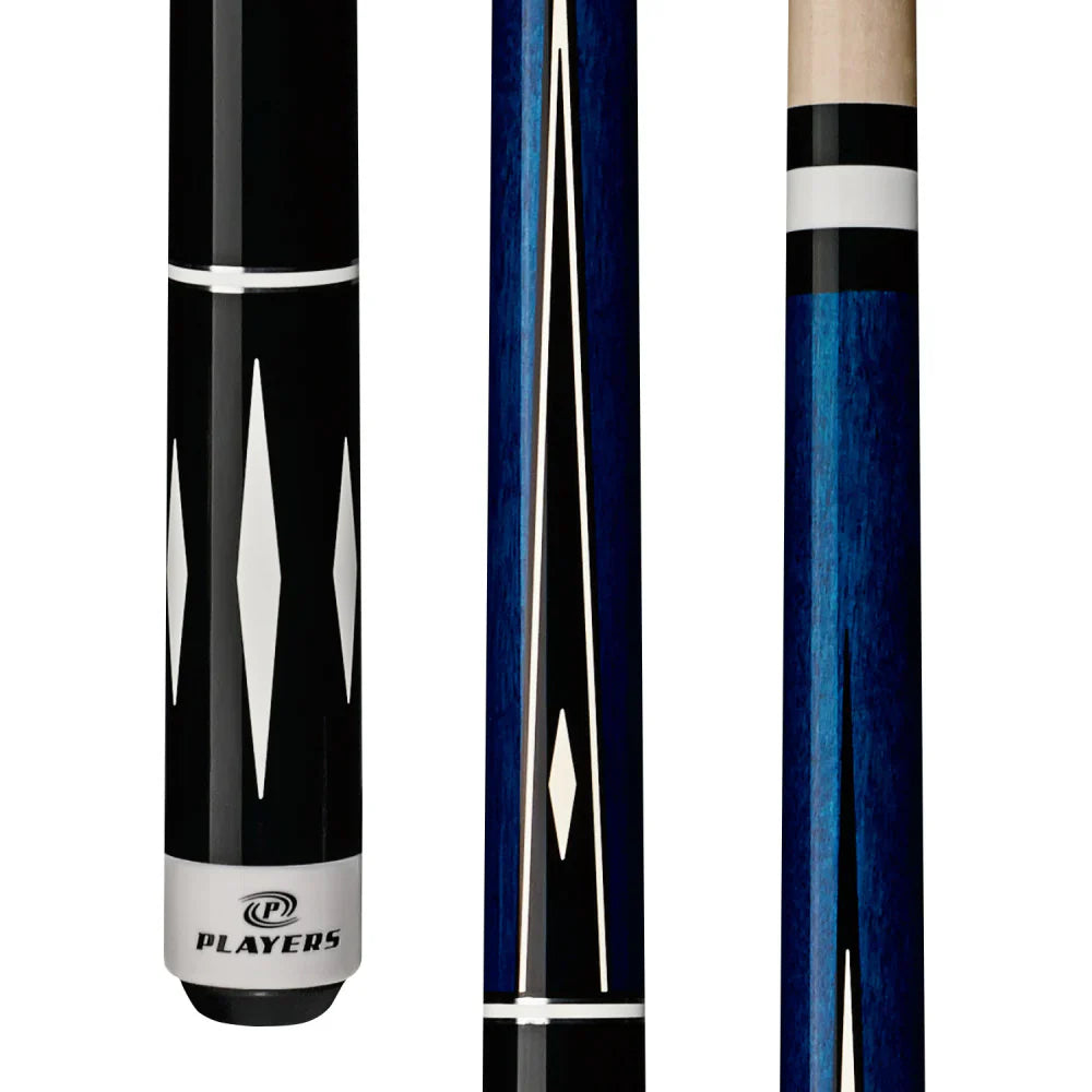 Players Blue & White Diamond Wrapless Cue