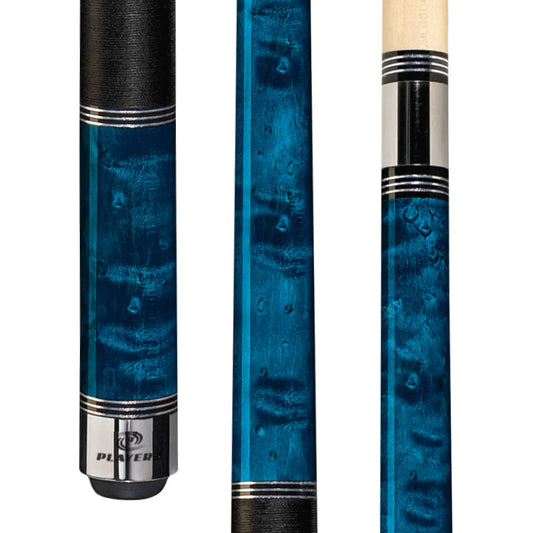 PLAYERS BLUE BIRDSEYE CUE WITH BLACK LINEN WRAP