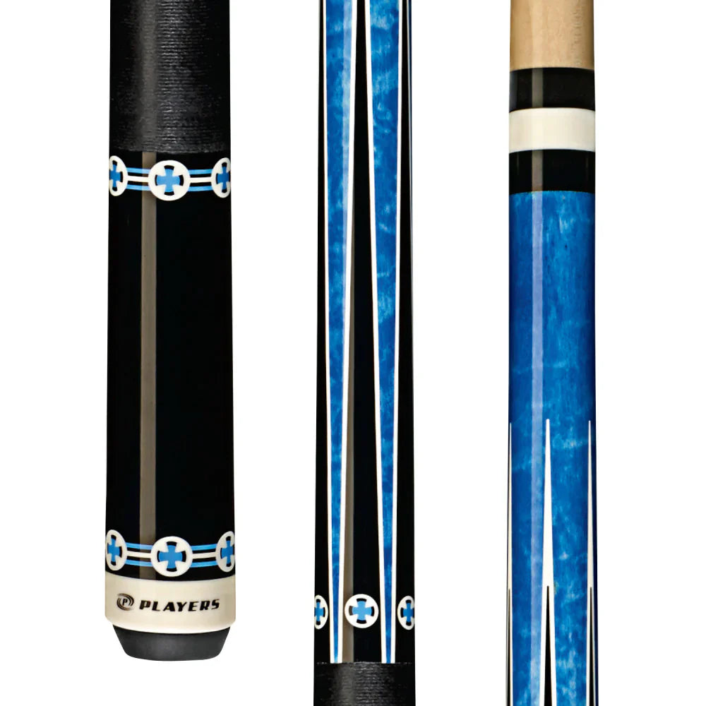 Players Blue Maple Cue With Black Linen Wrap