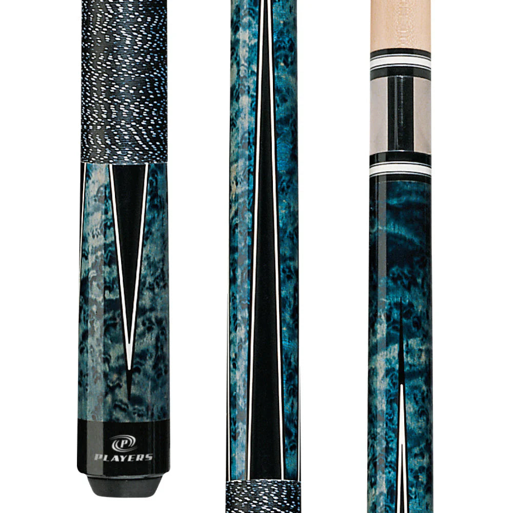 Players Cobalt Blue & Black Cue With Black/White Linen Wrap