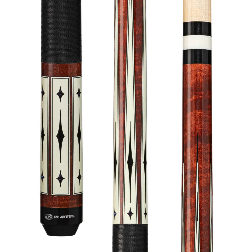 Players Curly Maple & White/Blue Diamond Cue