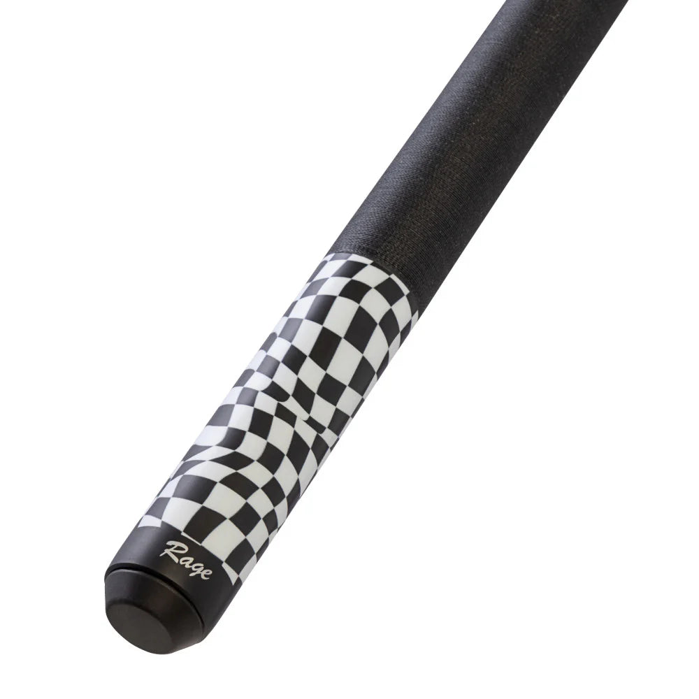 Rage Black Checker Flag Cue with Black Linen Wrap