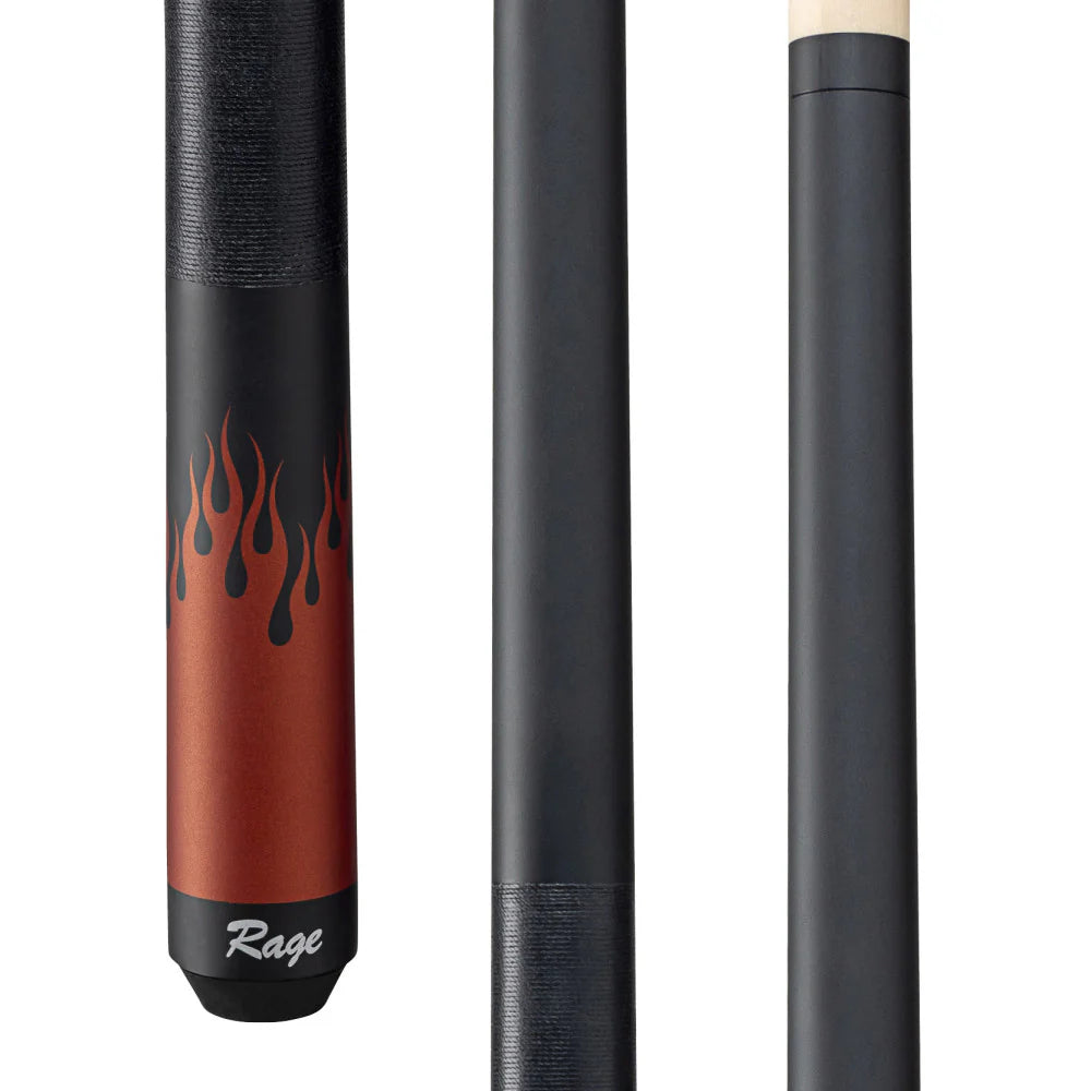 Rage Black Flames Cue with Black Linen Wrap