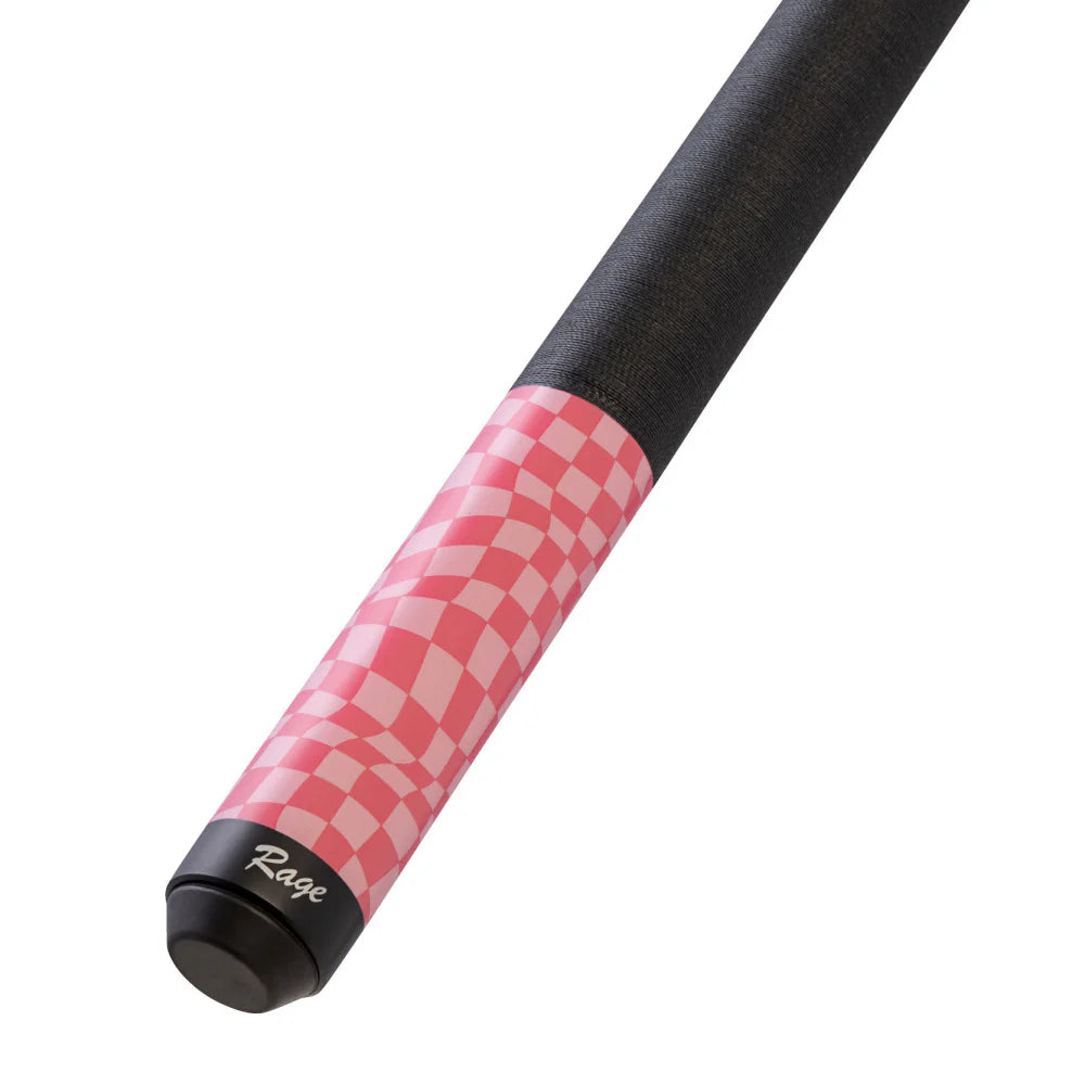 Rage Dark Fuchsia Checker Flag Cue with Black Linen Wrap