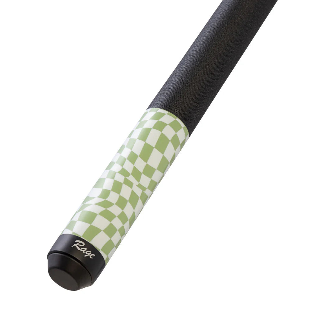 Rage Lime Green Checker Flag Cue with Black Linen Wrap
