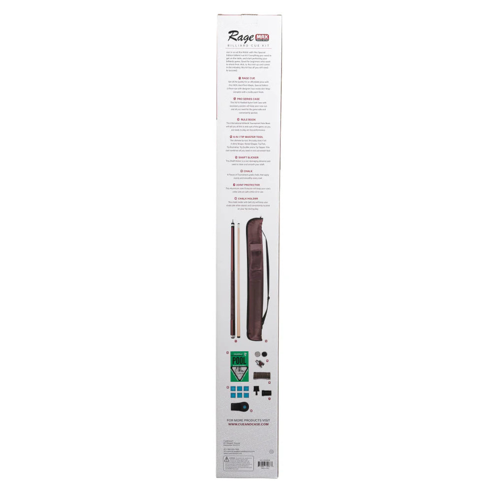 Rage Max Billiard Cue Kit - Lizard Embossed Leather Wrap