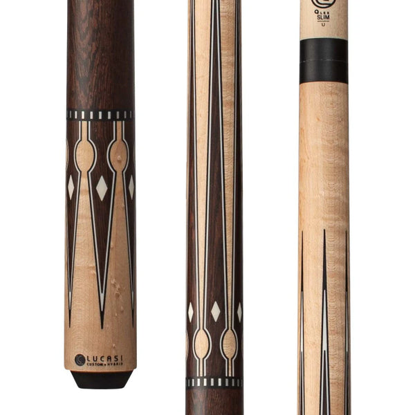 Lucasi Custom Matte Birdseye Maple & Black Palm/Imitation Bone Wrapless Cue